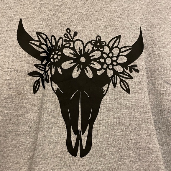 3/$20 | Hanes - Bovine Skull Flower Crown Crewneck Sweatshirt - Picture 2 of 2